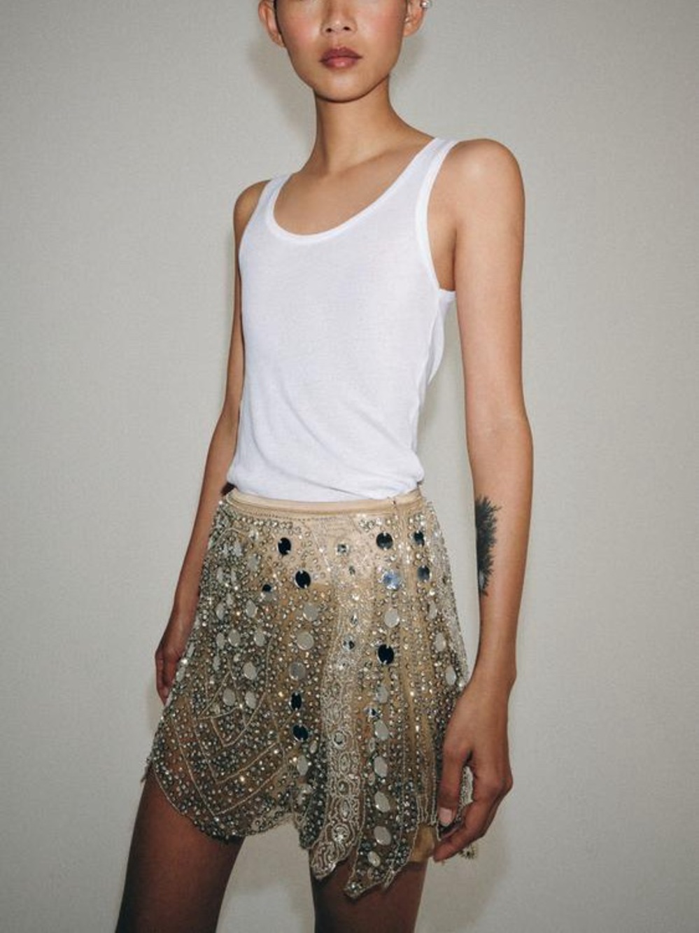 BEADED KNIT MINI SKIRT 3920/254/808